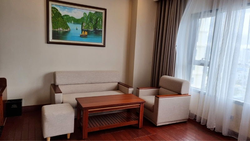 Sitting area of our suite in the DLG Hotel Da Nang