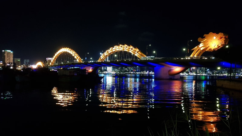 Dragon Bridge Da Nang by night