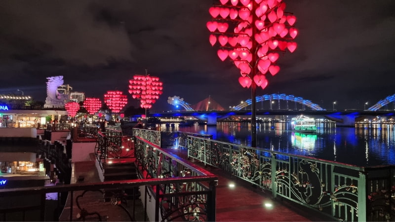 Love lock bridge in Da Nang Vietnam