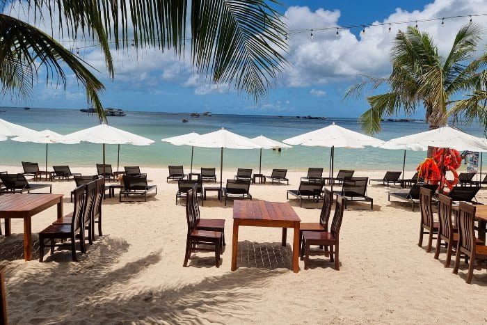 Chairs on Main Beach Phu Quoc