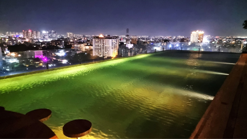 Rooftop infinity pool at the Hotel des Arts Saigon